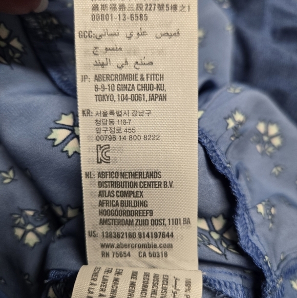 Abercrombie & Fitch V Neck Strappy Peplum Top Size Medium Blue Floral - Picture 5 of 5